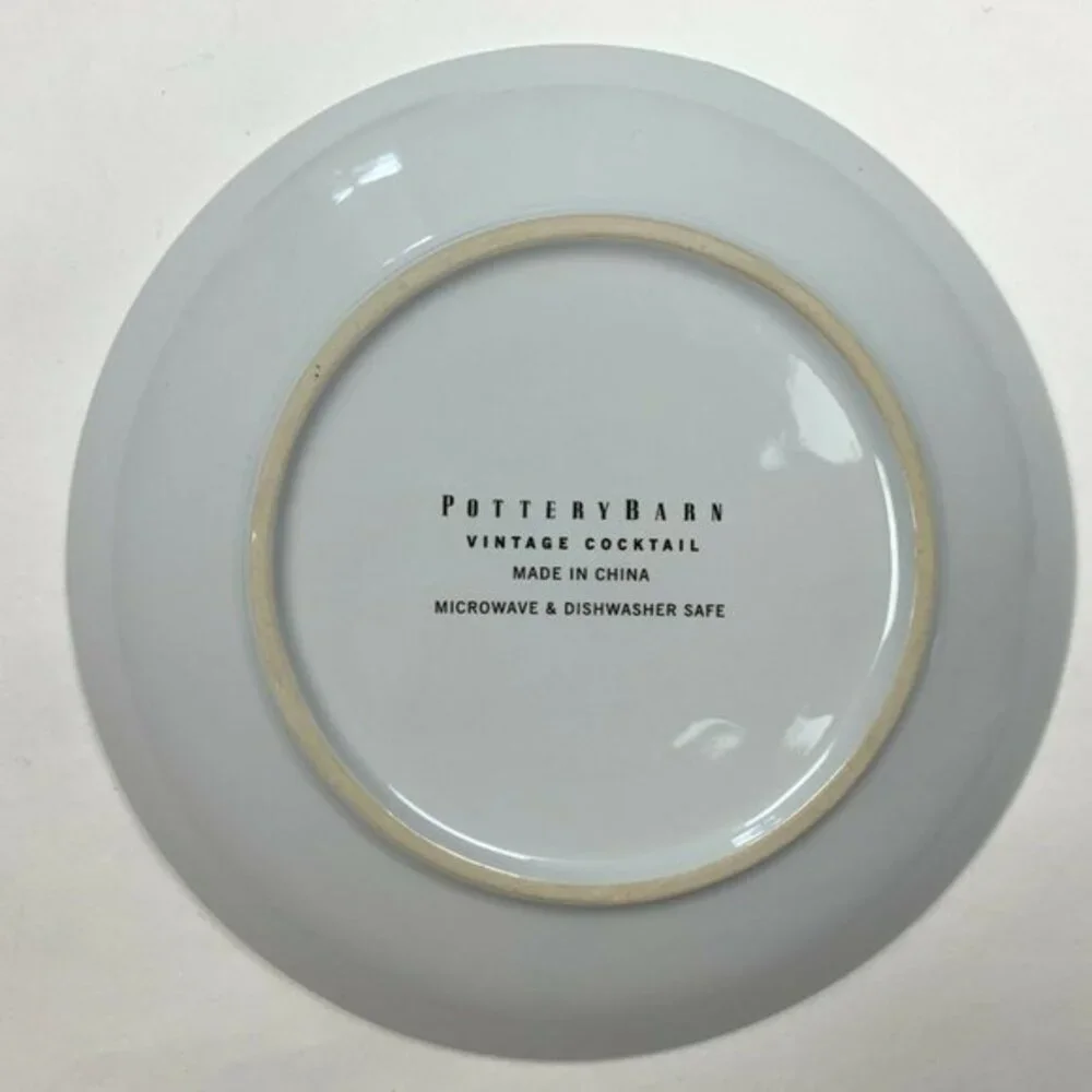 Pottery Barn Vintage Poster Cocktail Plate Rare 2002 8'' Vermouth Melchior‎